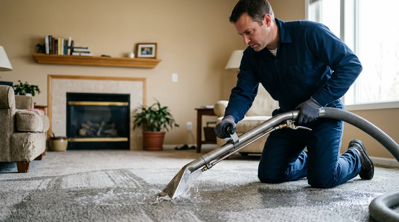 Water damage restoration technician working near Holt, MI